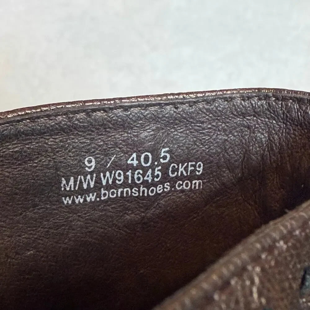 Born Lella Womens Bronze Metallic Brown Leather Clogs Heeled Mules size 9